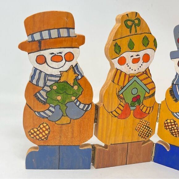 Vintage Hand Painted Hinged Snowman Winter Decoration - Picture 2 of 8
